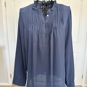 J. Crew Navy Pleated Blouse